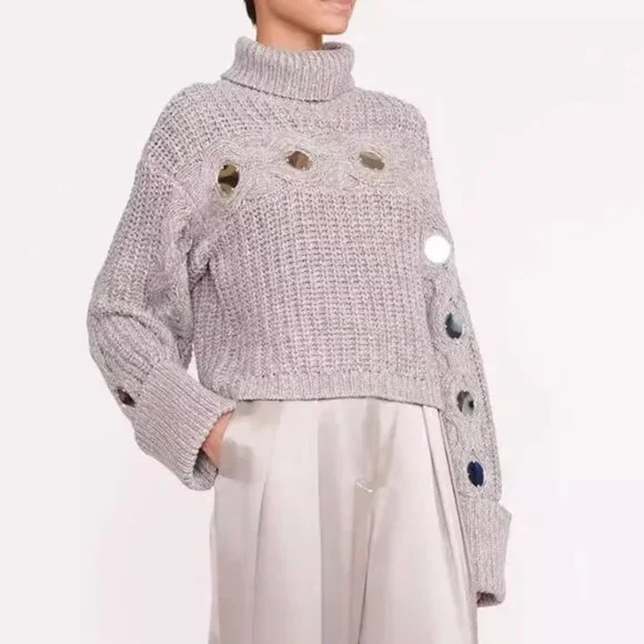 STAUD Vernacular Sweater XS/M Mirrored Heather Grey Knit Causal - Picture 5 of 8